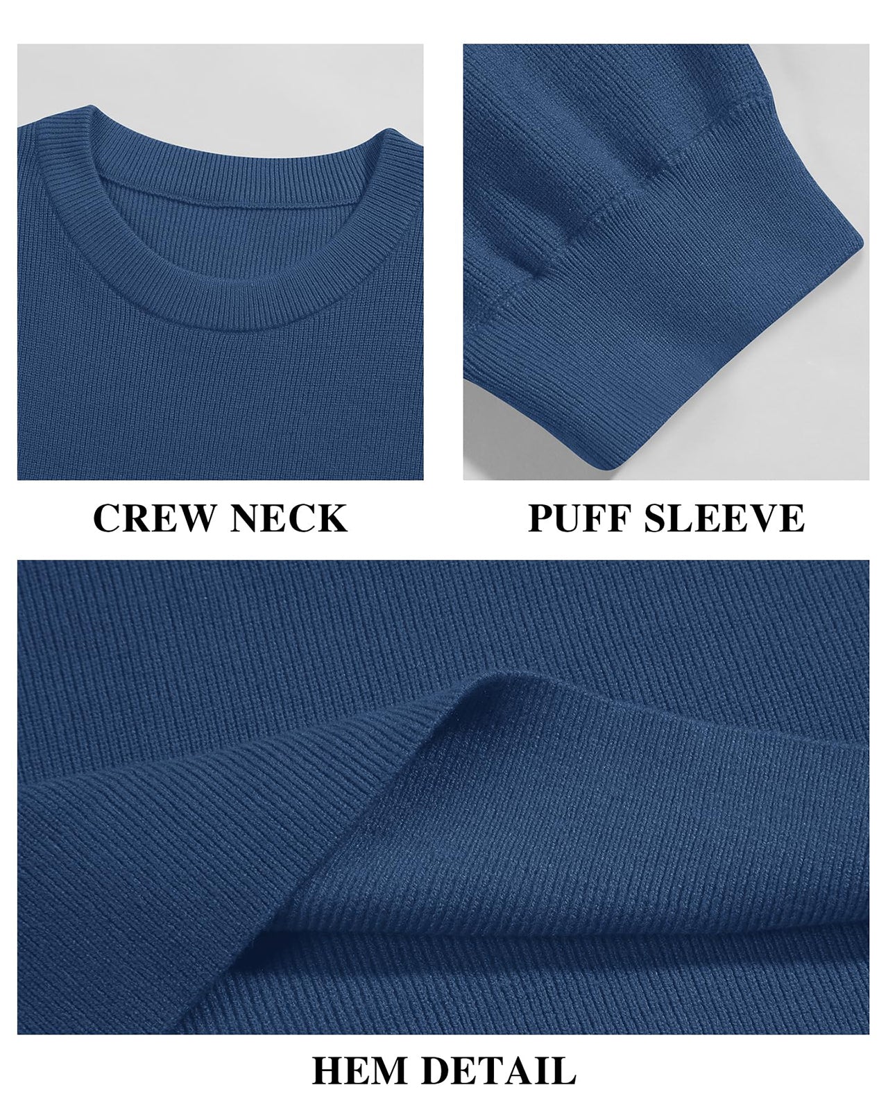 Women's Navy Blue Crewneck Short Sleeve Sweater