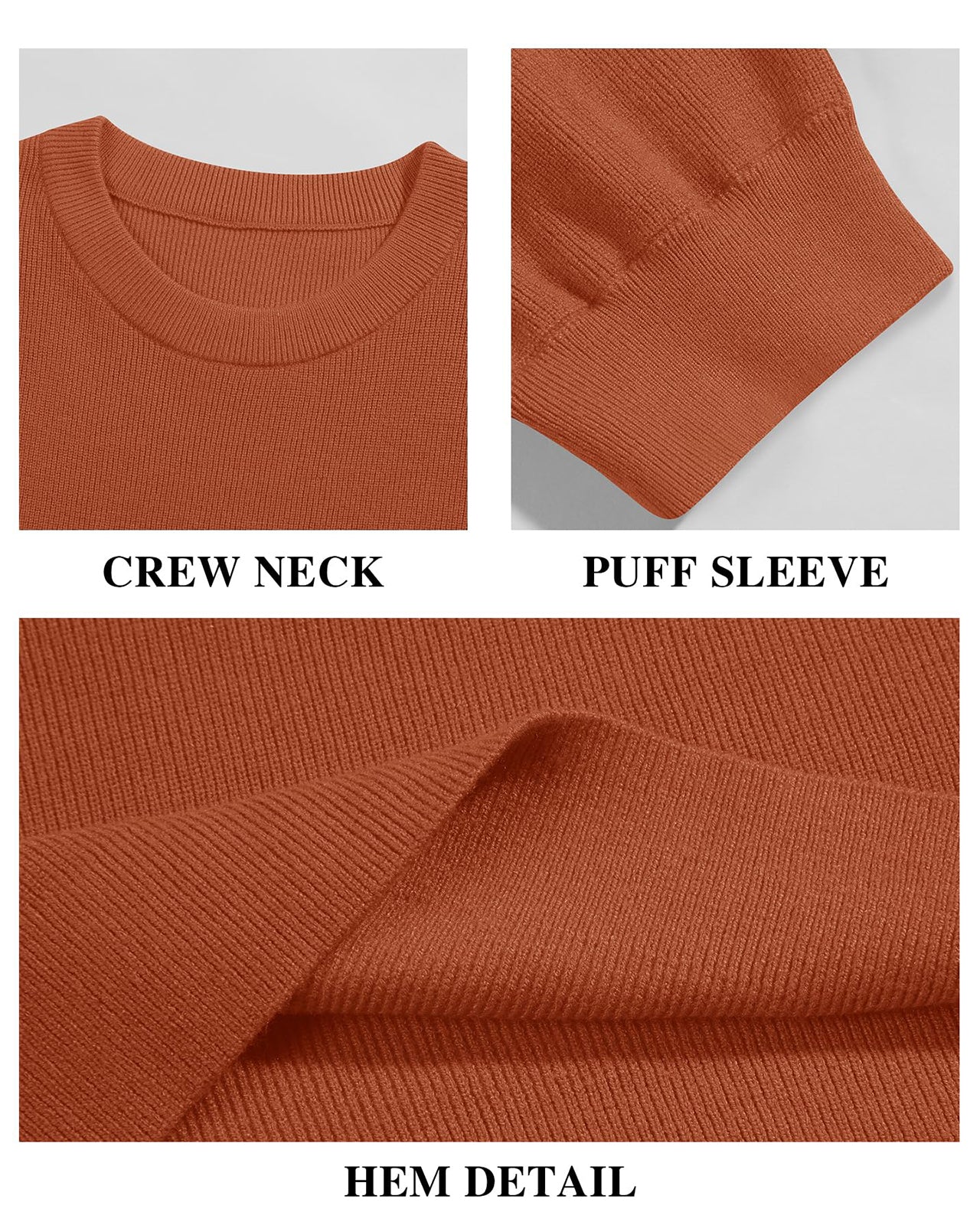 Women's Brick Red Crewneck Short Sleeve Sweater