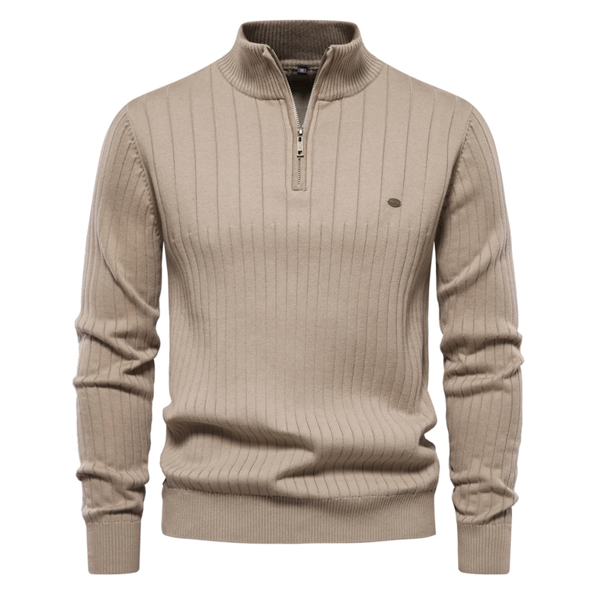 Men’s Half-Zip Striped Knit Sweater
