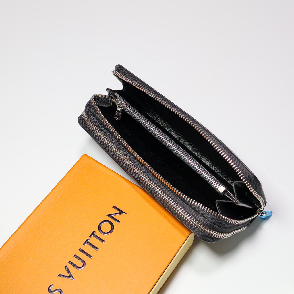 Black Monogram Double Wallet LV Leather
