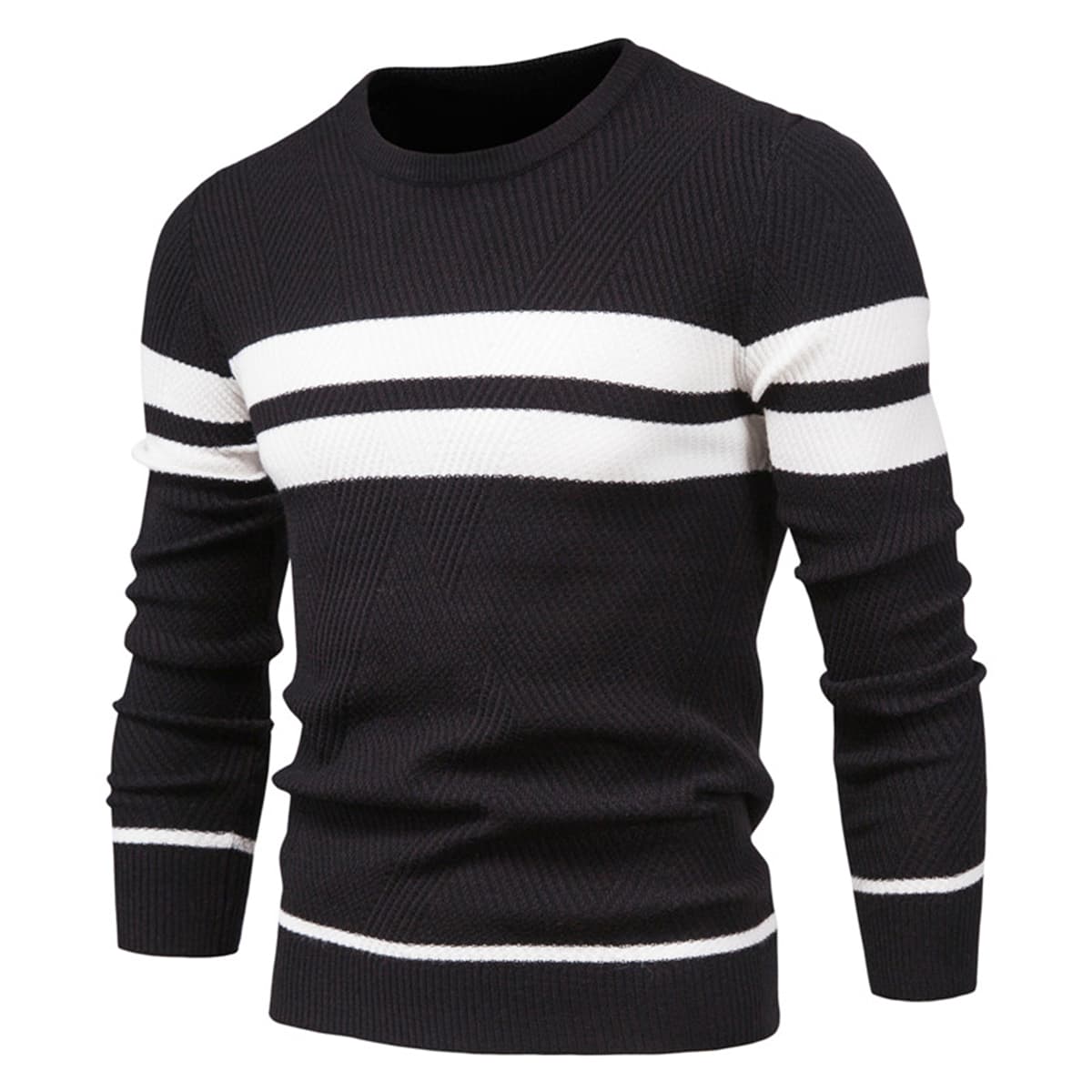 Men’s Cotton Crewneck Striped Sweater