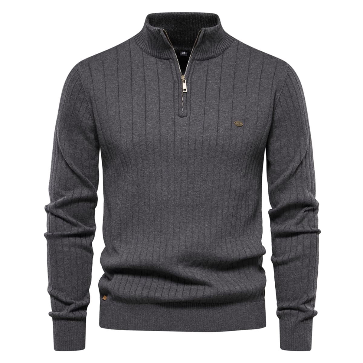 Men’s Half-Zip Striped Knit Sweater
