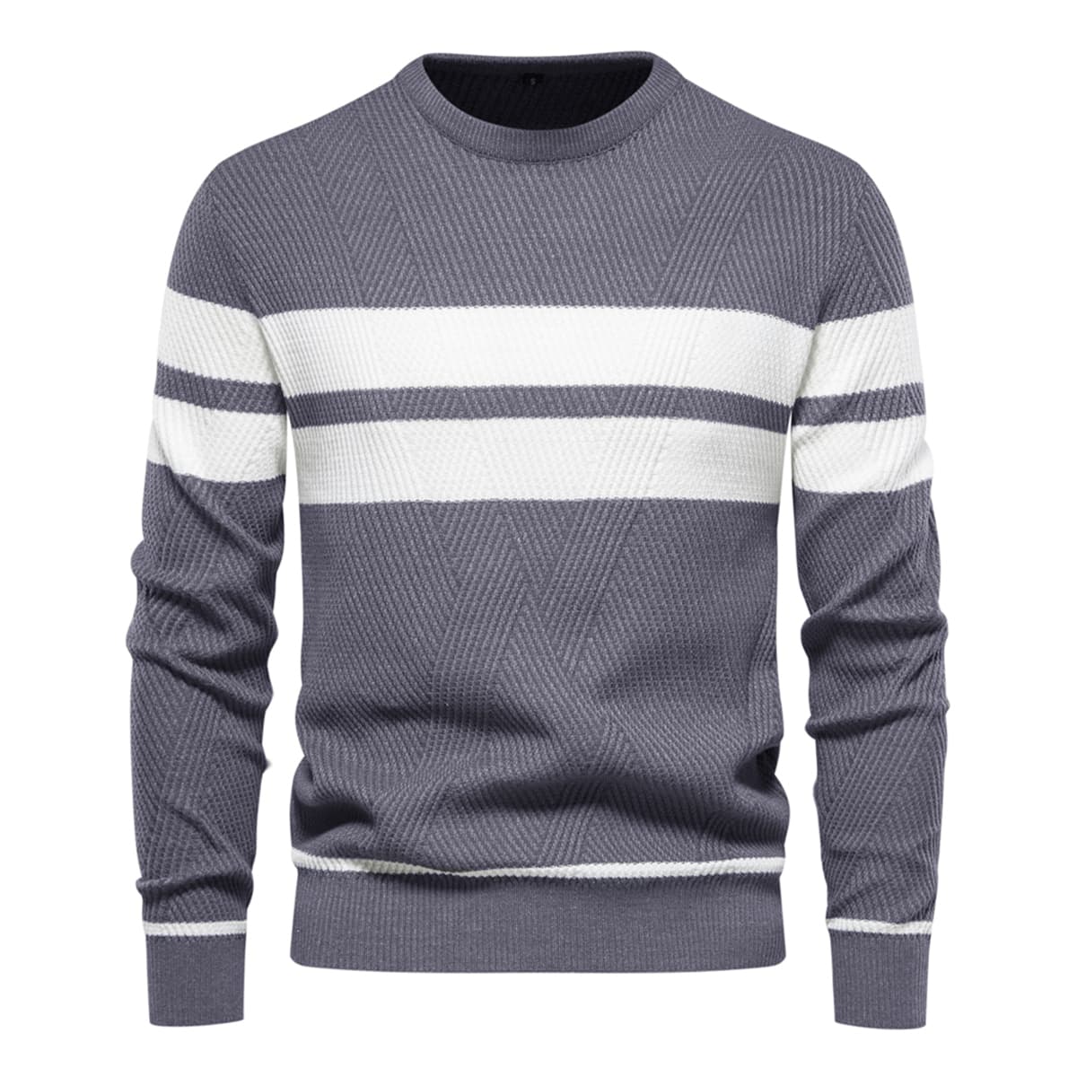 Men’s Cotton Crewneck Striped Sweater