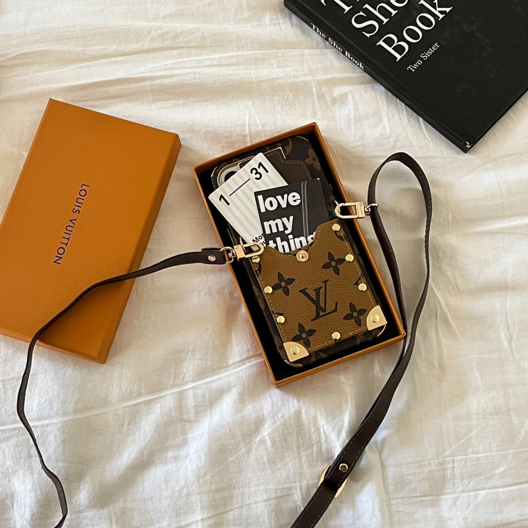 LV Phone Case Crossbody Lanyard Card Slot for iPhone
