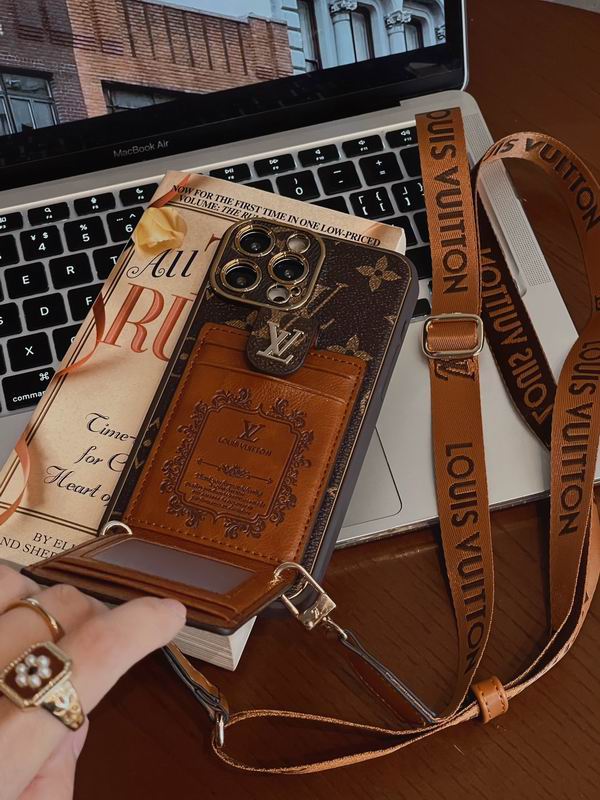 LV Case iPhone 15 Pro Max Detachable Belt Crossbody Style