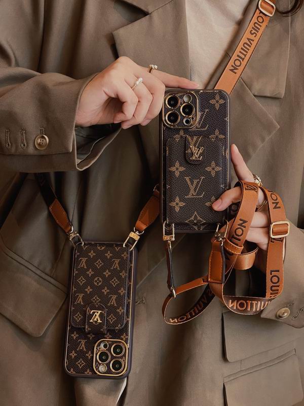 LV Case iPhone 15 Pro Max Detachable Belt Crossbody Style