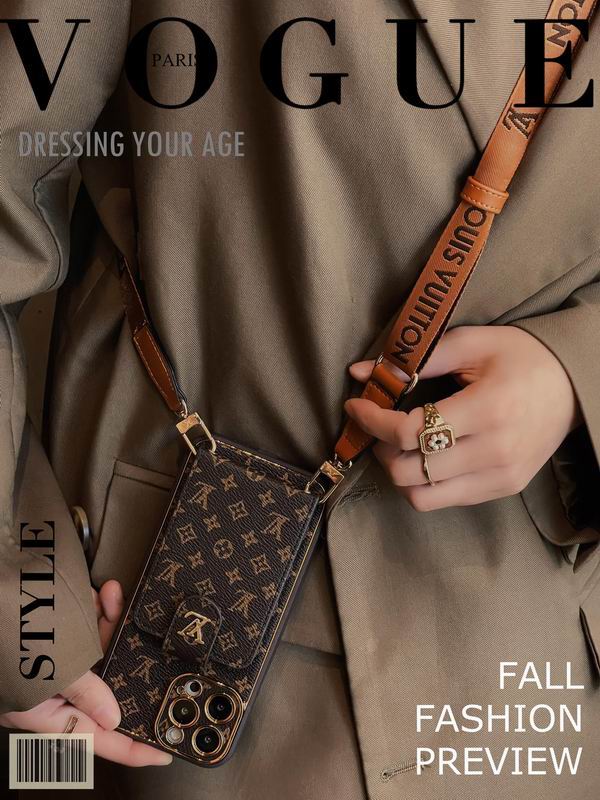 LV Case iPhone 15 Pro Max Detachable Belt Crossbody Style