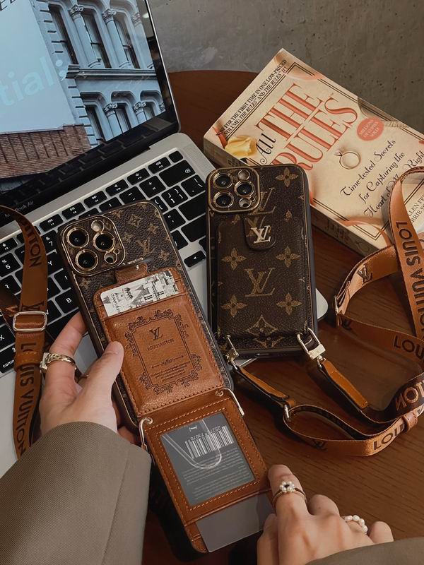 LV Case iPhone 15 Pro Max Detachable Belt Crossbody Style