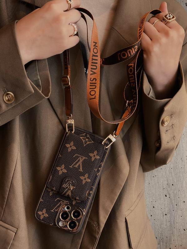 LV Case iPhone 15 Pro Max Detachable Belt Crossbody Style