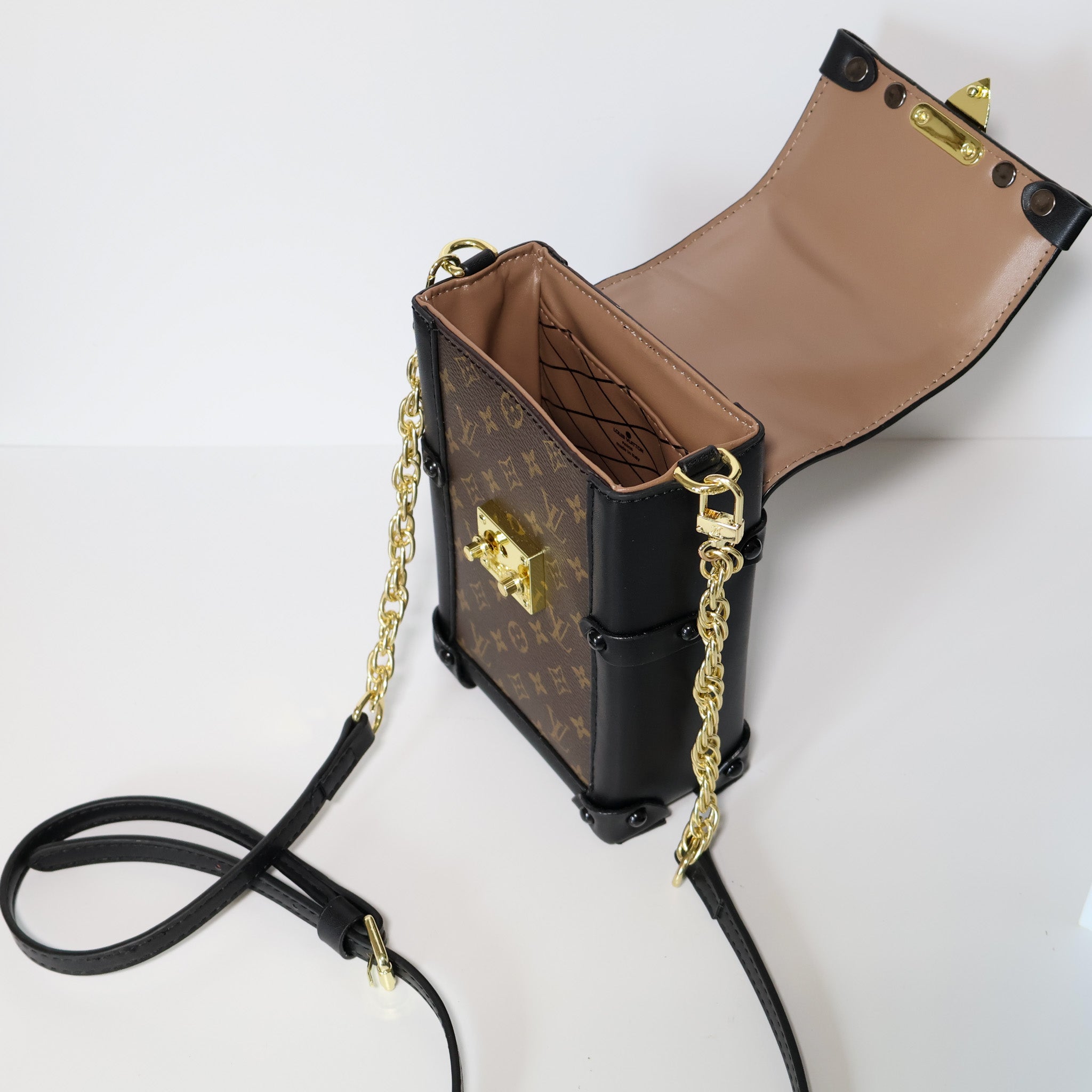 LV Trunk Crossbody Mini Bag Black Brown Monogram