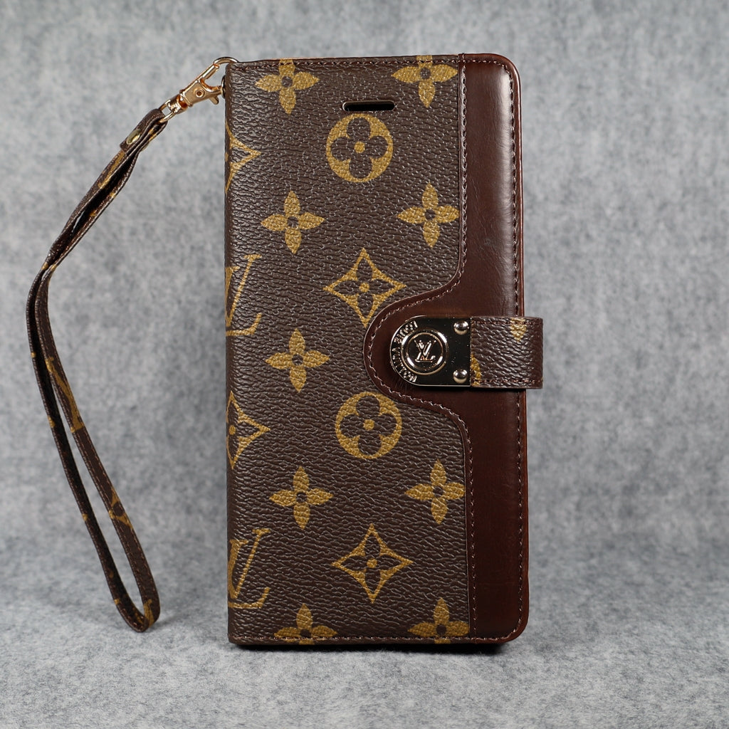 LV Monogram Leather Phone Case for Samsung Galaxy S22 S25