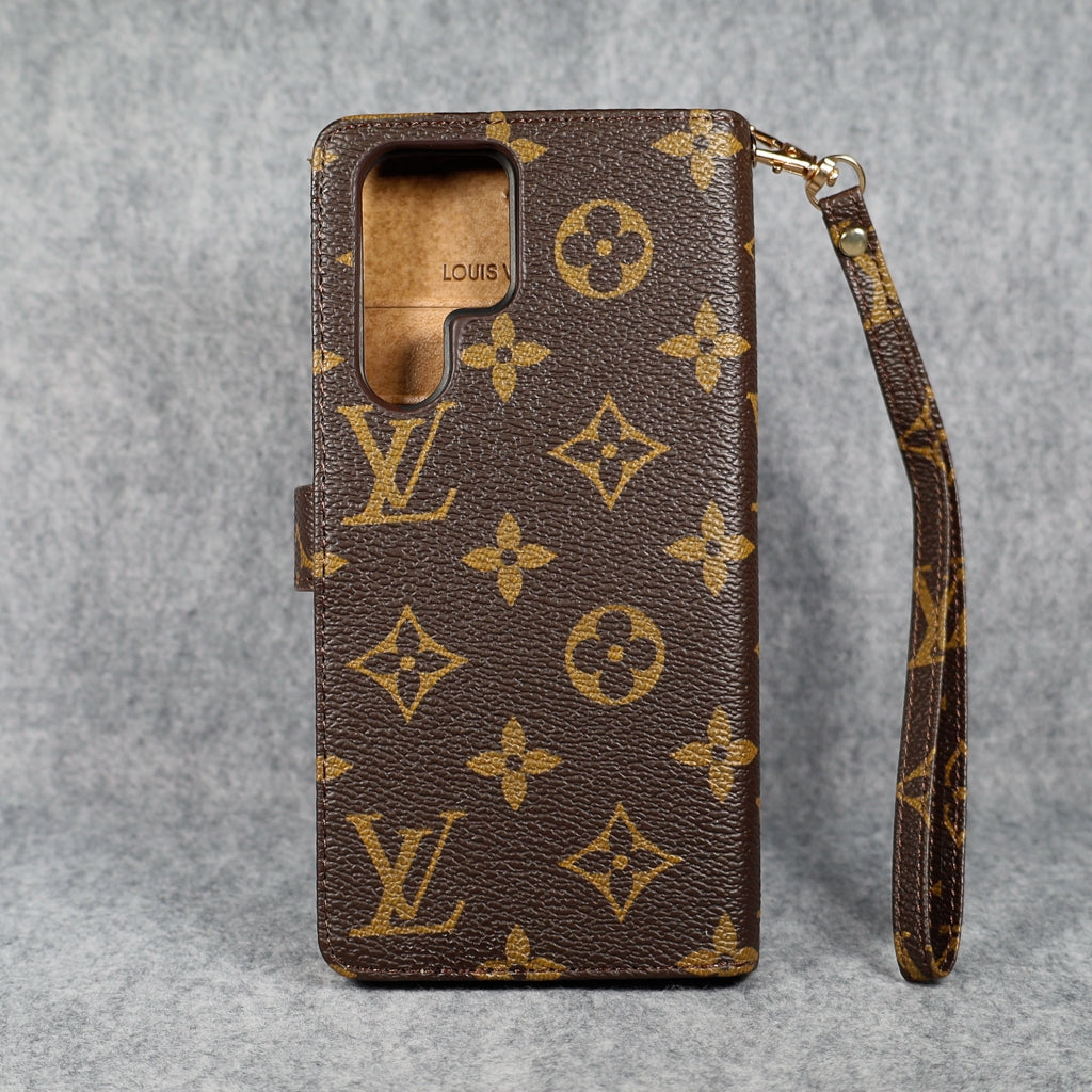 LV Monogram Leather Phone Case for Samsung Galaxy S22 S25