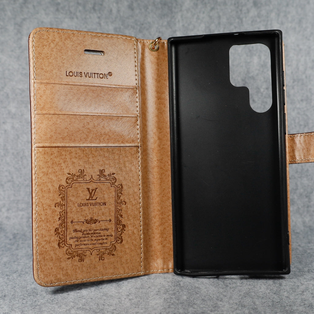 LV Monogram Leather Phone Case for Samsung Galaxy S22 S25