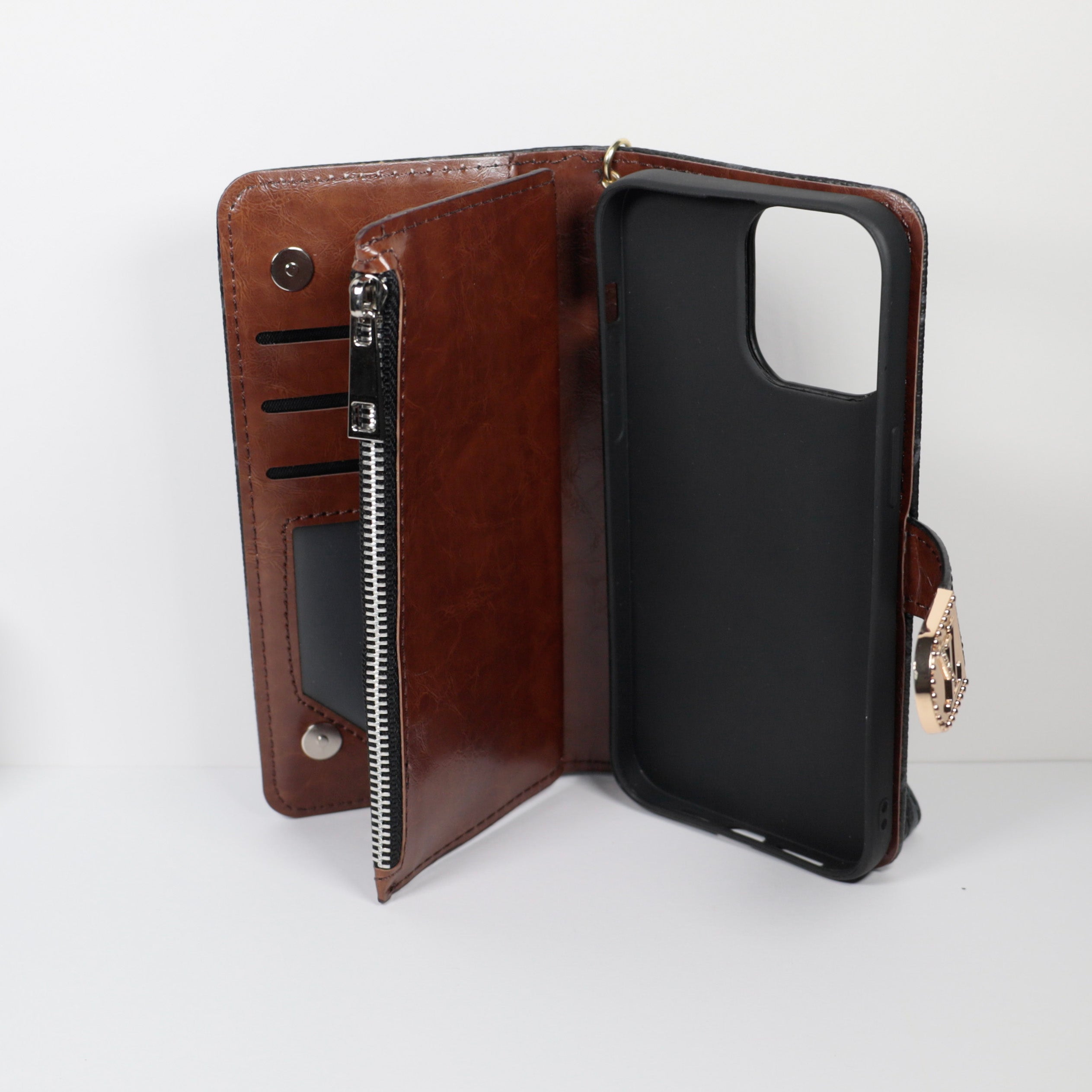 Designer Wallet LV Phone Case Zipper Wallet Kickstand for iPhone