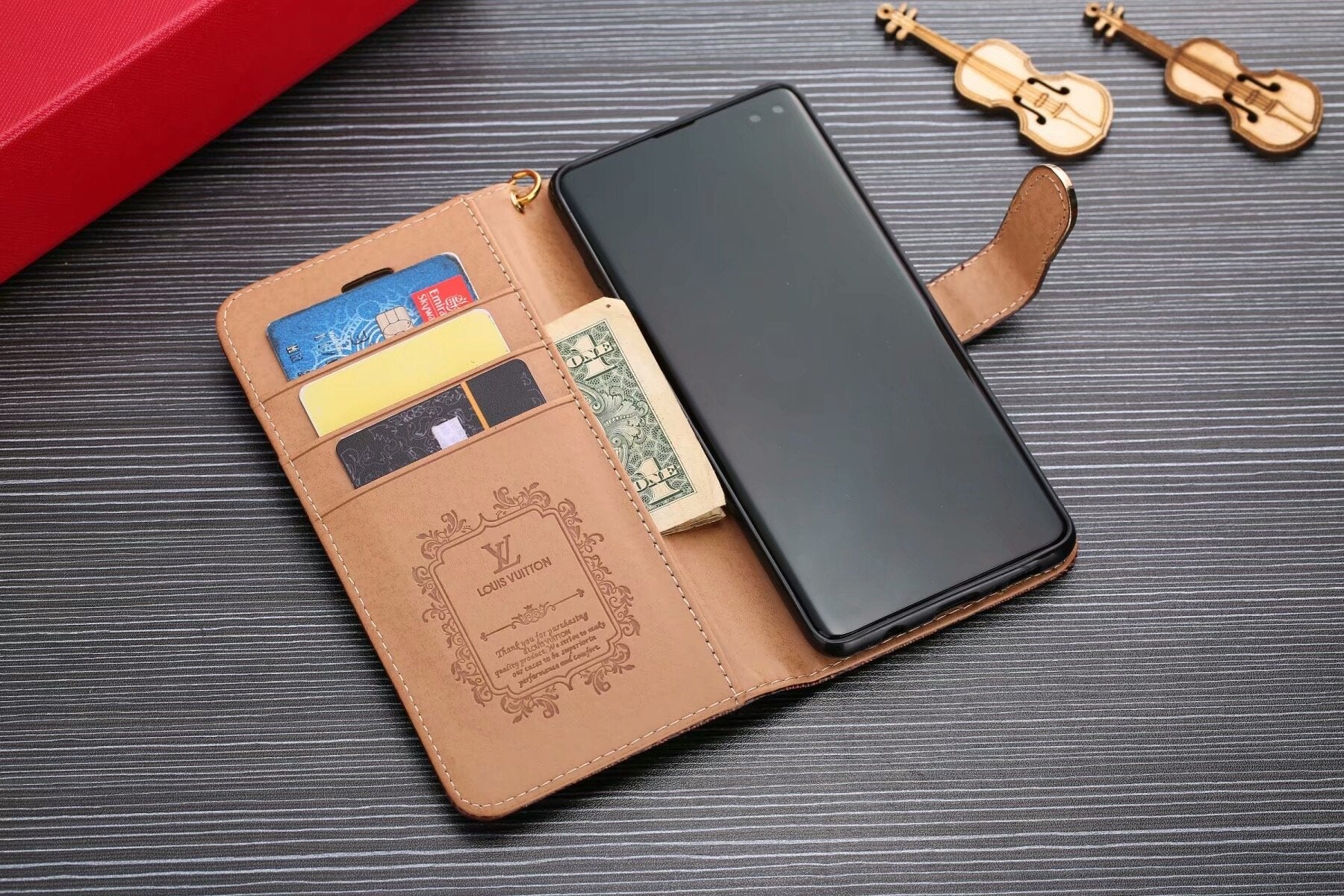 LV Monogram Leather Phone Case for Samsung Galaxy S22 S25