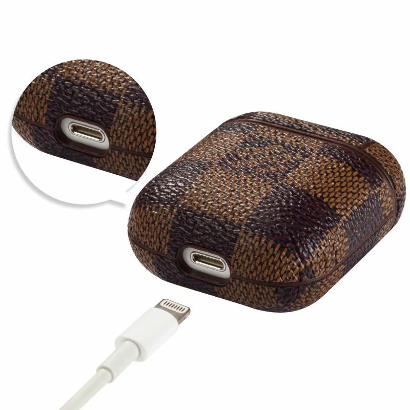 Brown Checkered Designer AirPods Case for 12