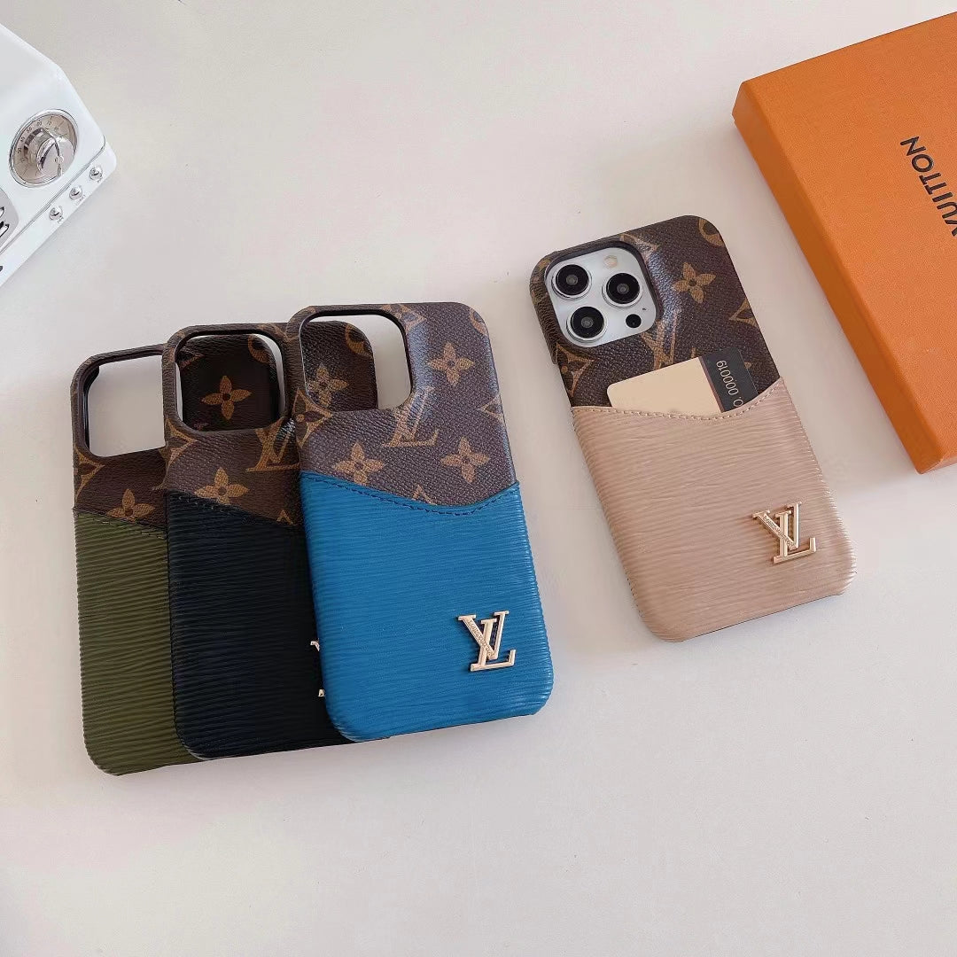 Luxury LV Phone Case Color Patch Card Holder iPhone 16