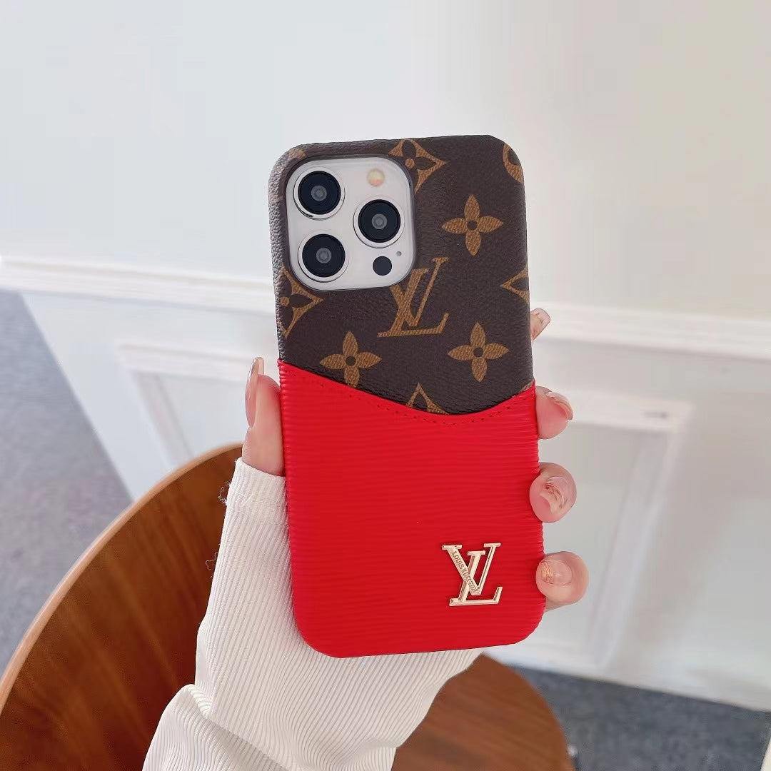 Luxury LV Phone Case Color Patch Card Holder iPhone 16