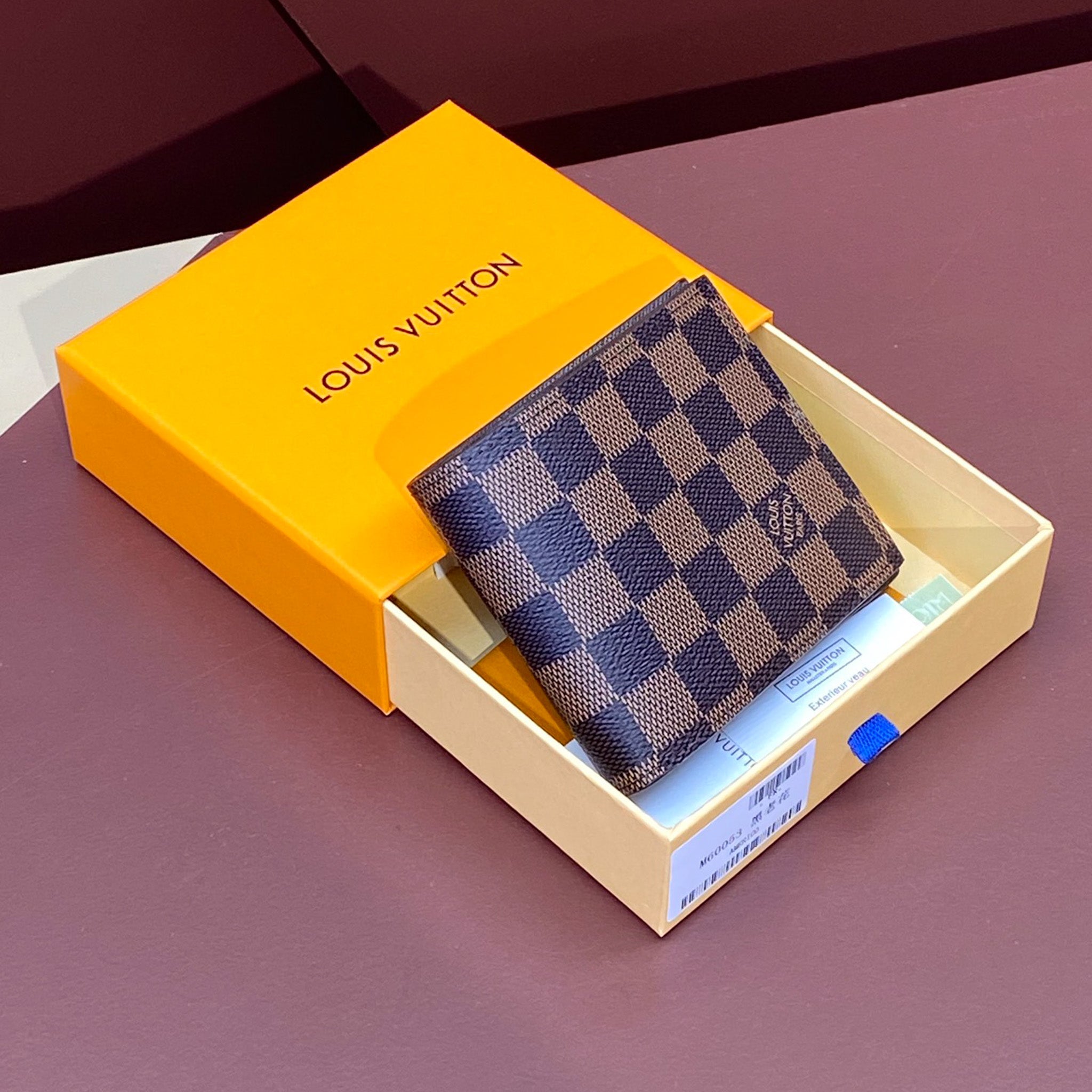 Brown Checkered LV Wallet Trifold