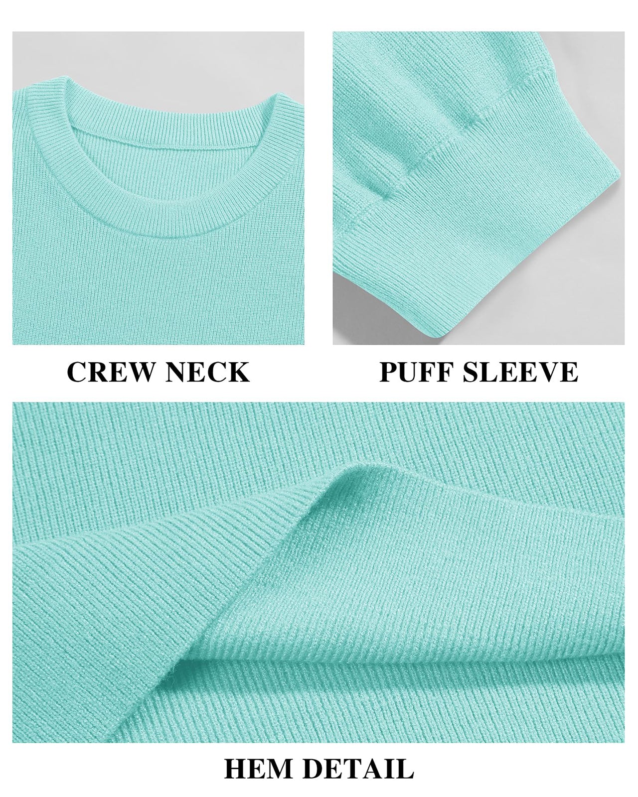 Women's Light Blue Crewneck Short Sleeve Sweater