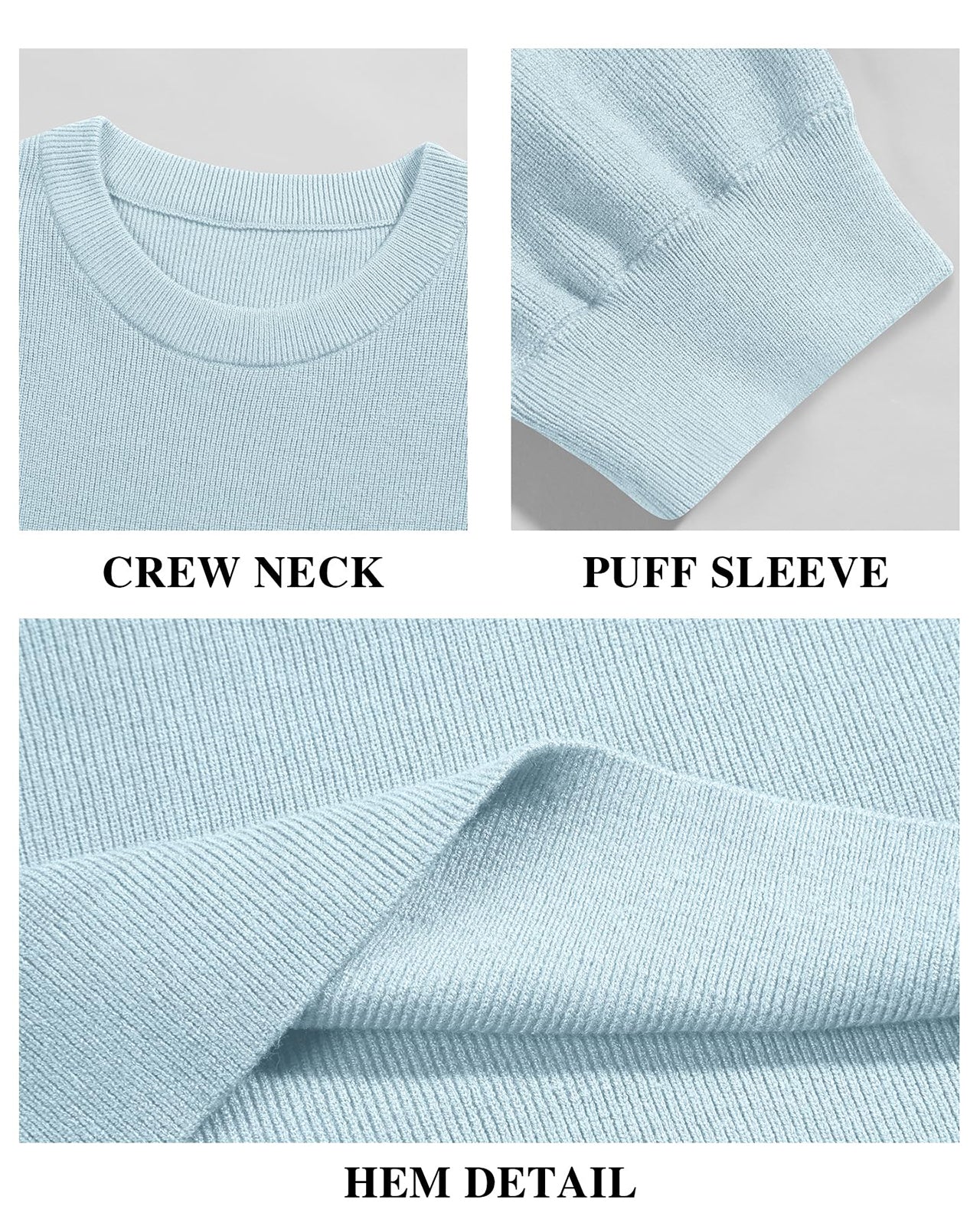 Women's Blue Crewneck Short Sleeve Sweater