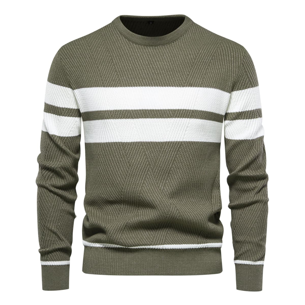 Men’s Cotton Crewneck Striped Sweater