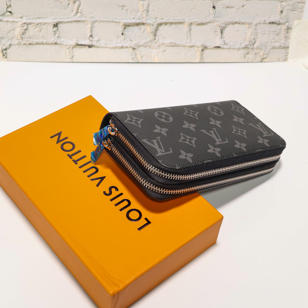 Black Monogram Double Wallet LV Leather