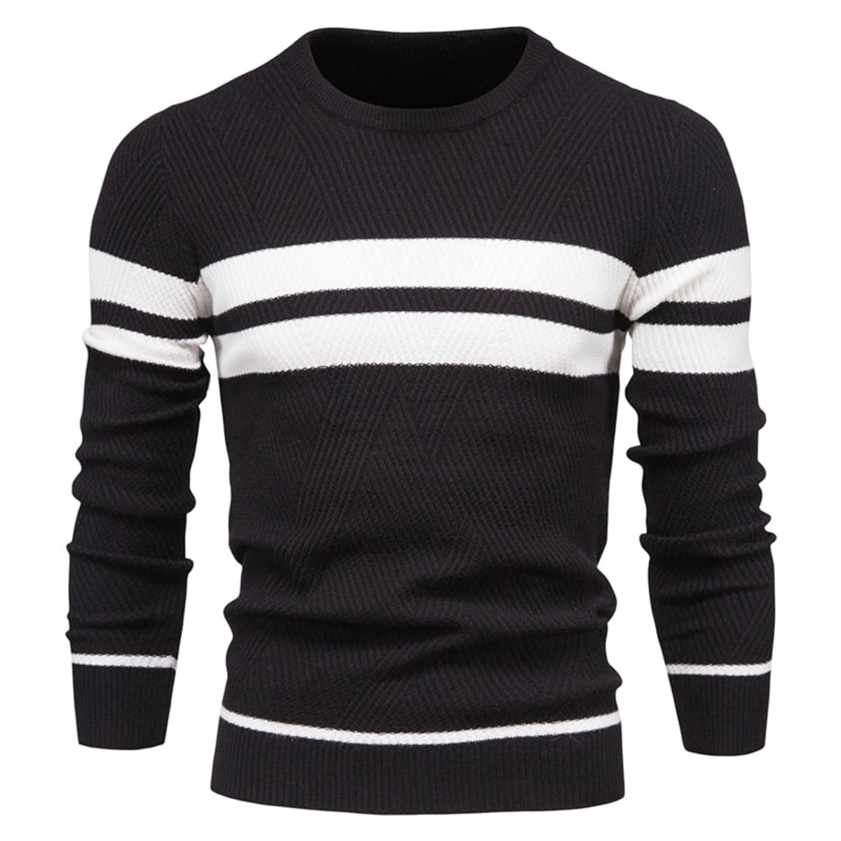Men’s Cotton Crewneck Striped Sweater