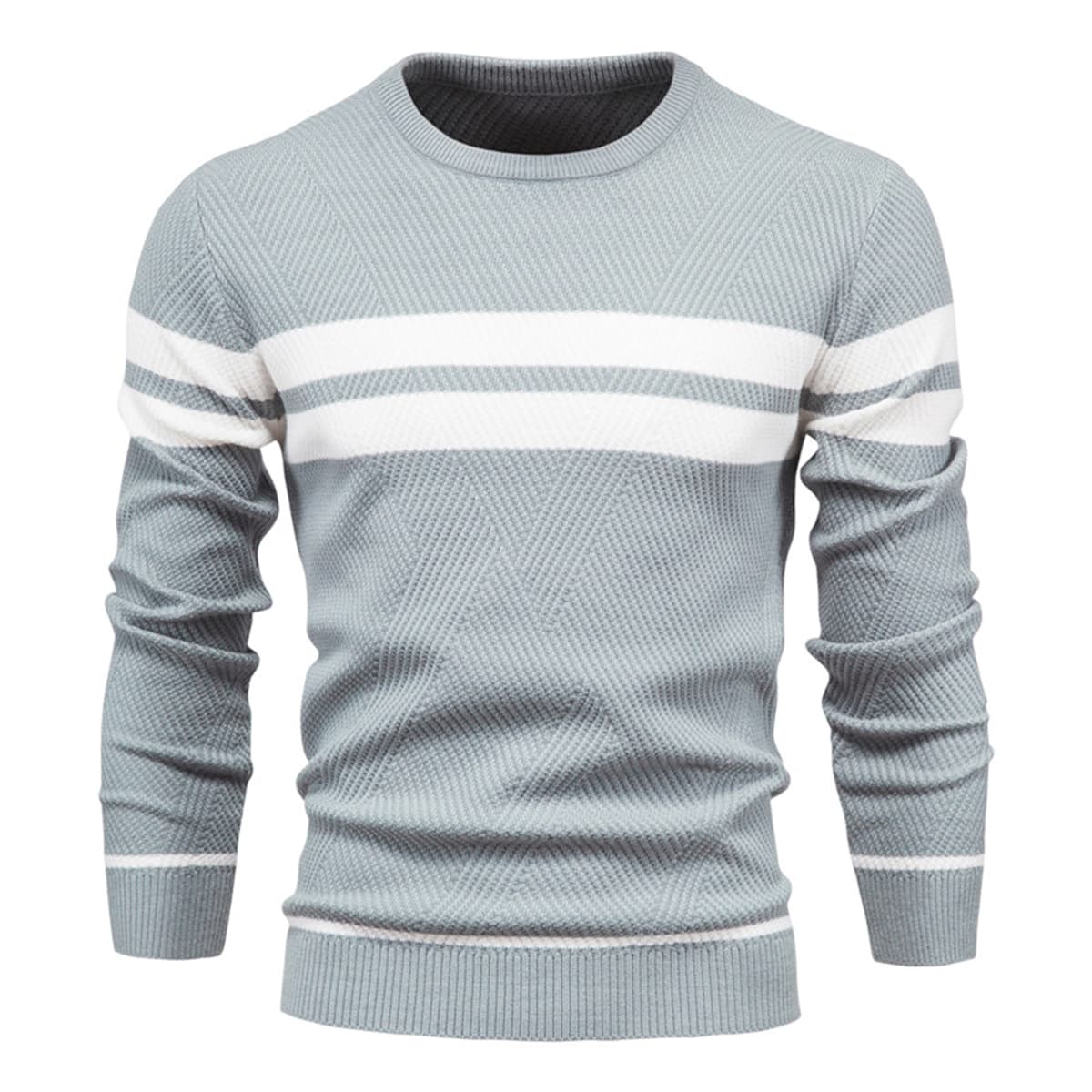 Men’s Cotton Crewneck Striped Sweater