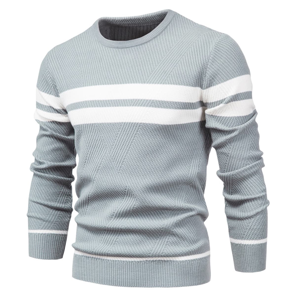 Men’s Cotton Crewneck Striped Sweater