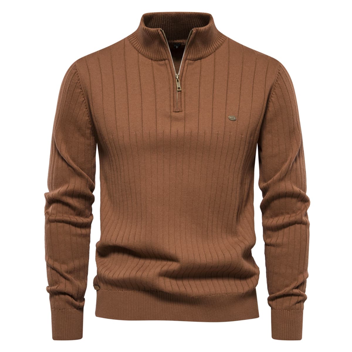 Men’s Half-Zip Striped Knit Sweater