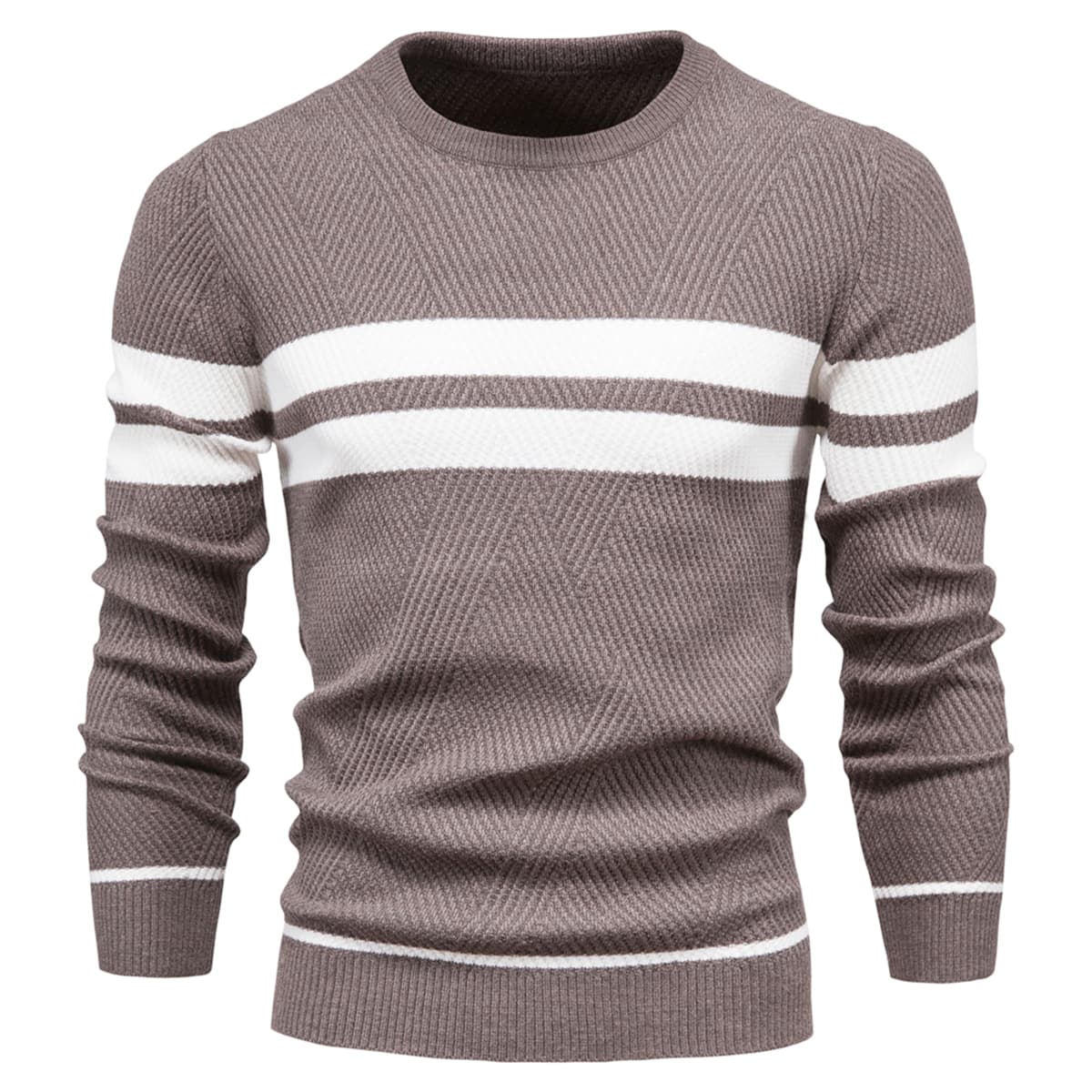 Men’s Cotton Crewneck Striped Sweater
