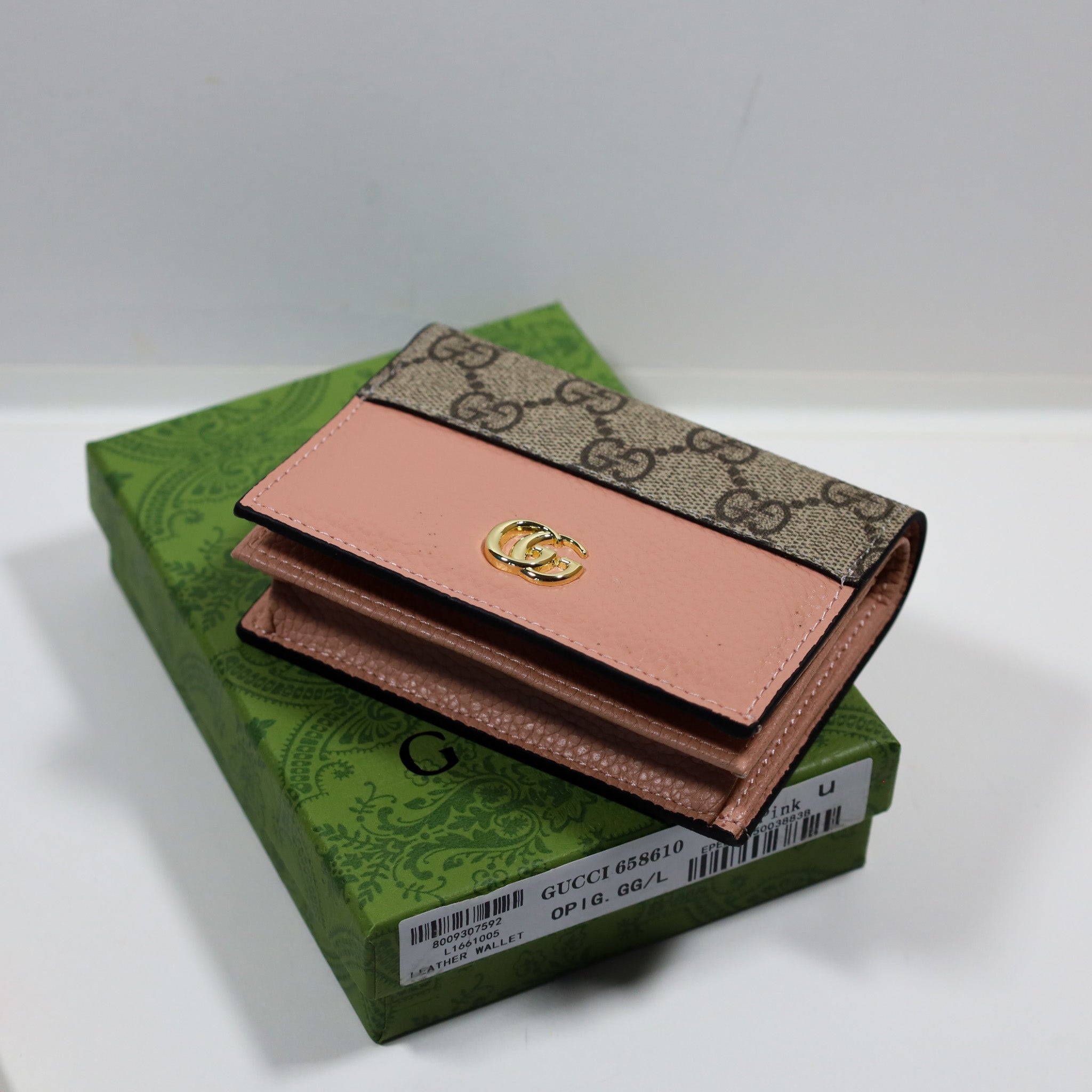 Luxury GG Leather Wallet Pink Canvas