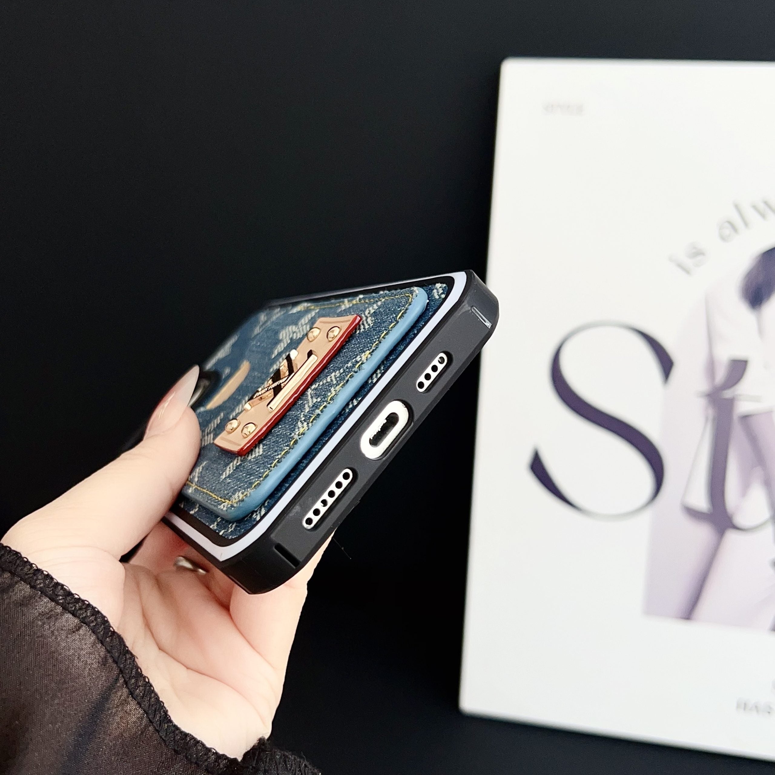 LV iPhone Case Denim Card Holder for 1216 Pro Max