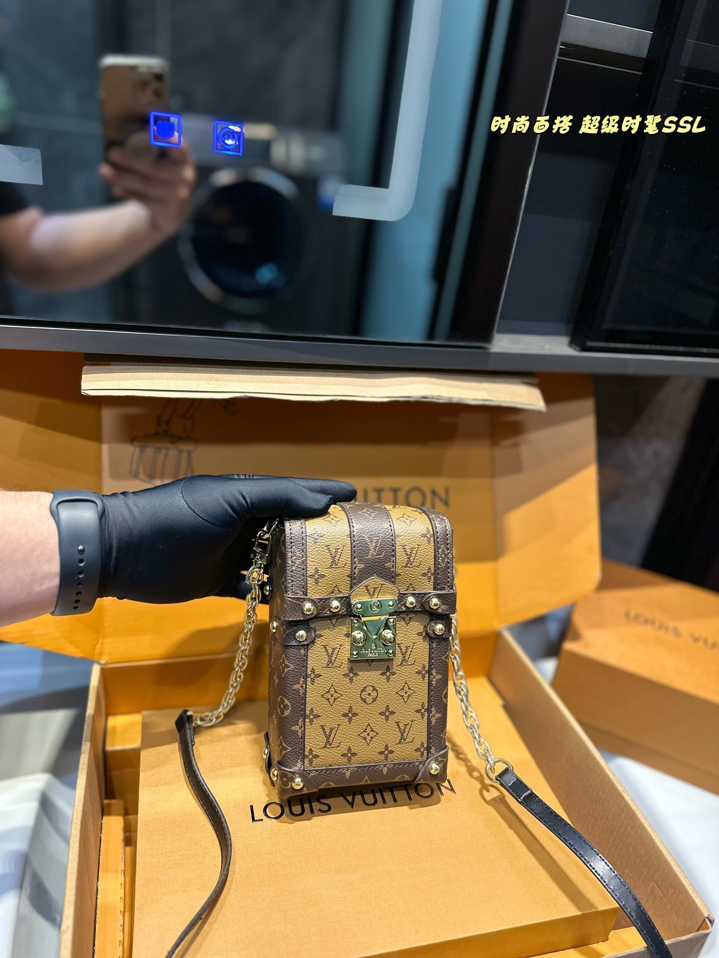 LV Trunk Crossbody Mini Bag Black Brown Monogram