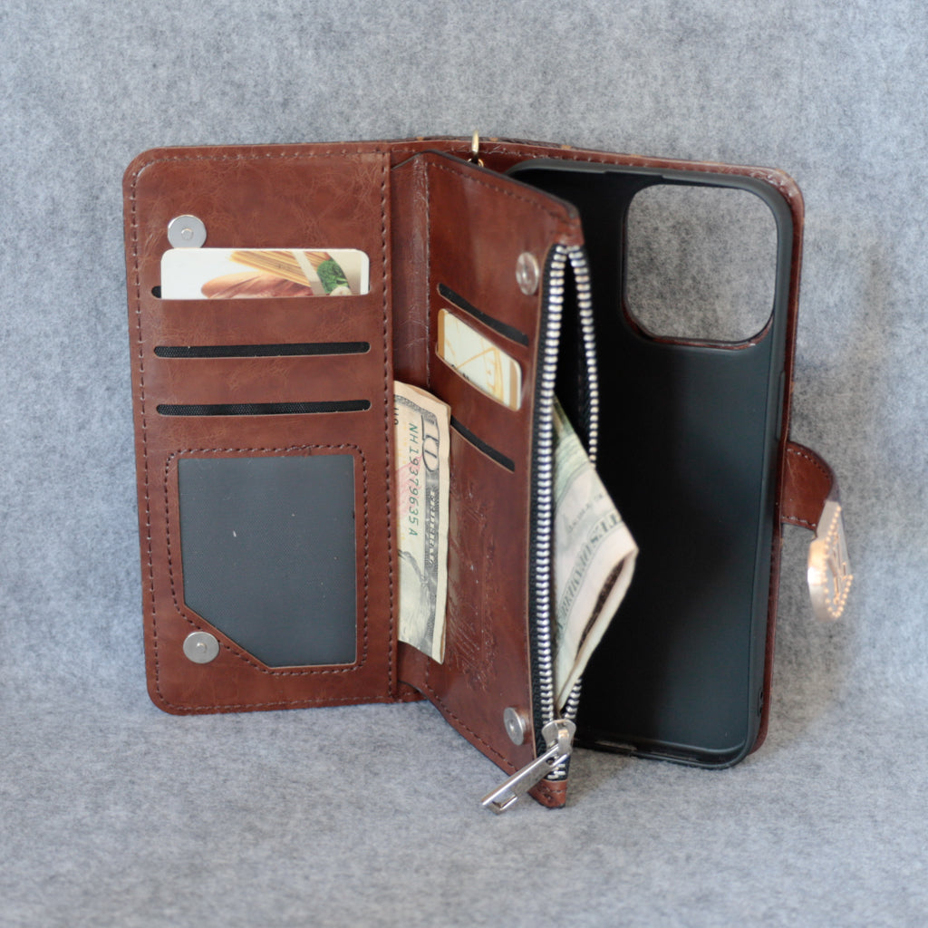 Luxury LV Wallet Phone Case Zipper Wallet Kickstand for iPhone