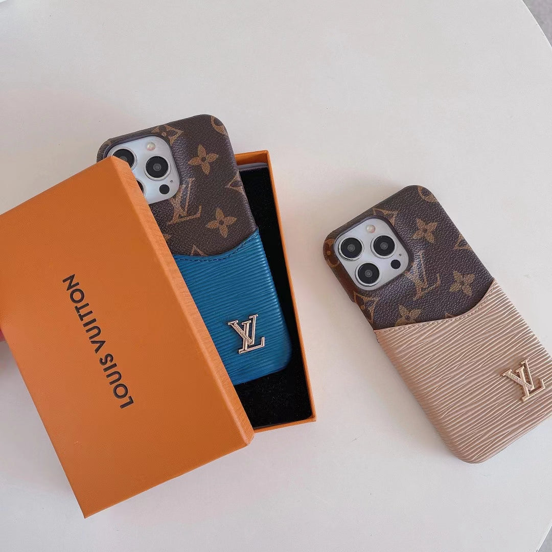 Luxury LV Phone Case Color Patch Card Holder iPhone 16